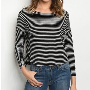 Black White Stripes Top